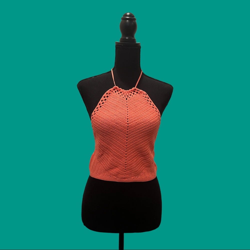 Intimately Free People Know Better Knit Halter Crop Top Watermelon L - Picture 3 of 12